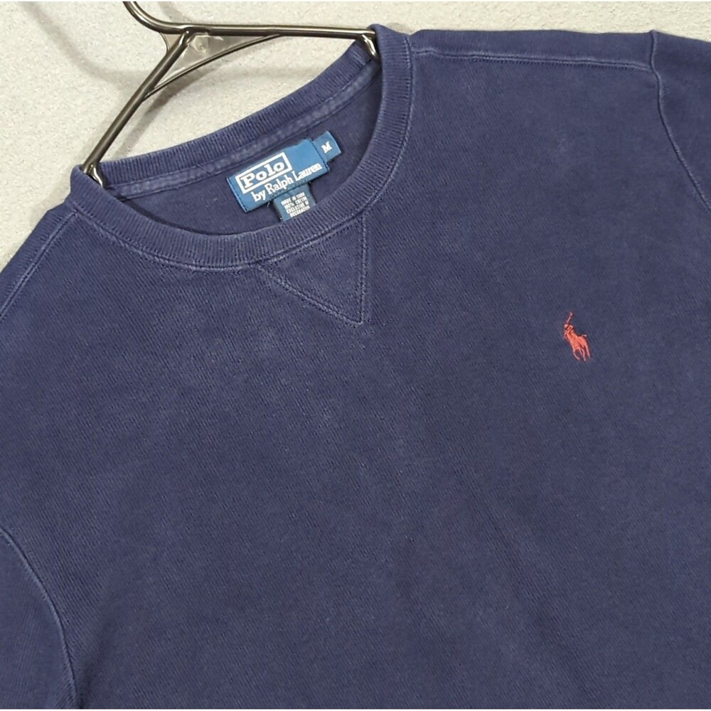 Polo Ralph Lauren Sweater Men's M Blue Cotton Crewneck Pullover